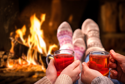 Relax in front of fire stock photo